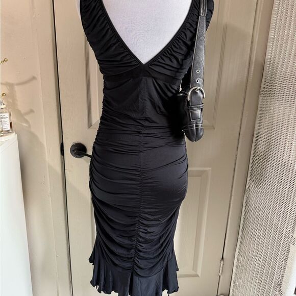 Y2K Sue Wong Deadstock Bodycon Midi Sexy Timeless LBD Ethereal Whymsy Dress - Picture 4 of 11